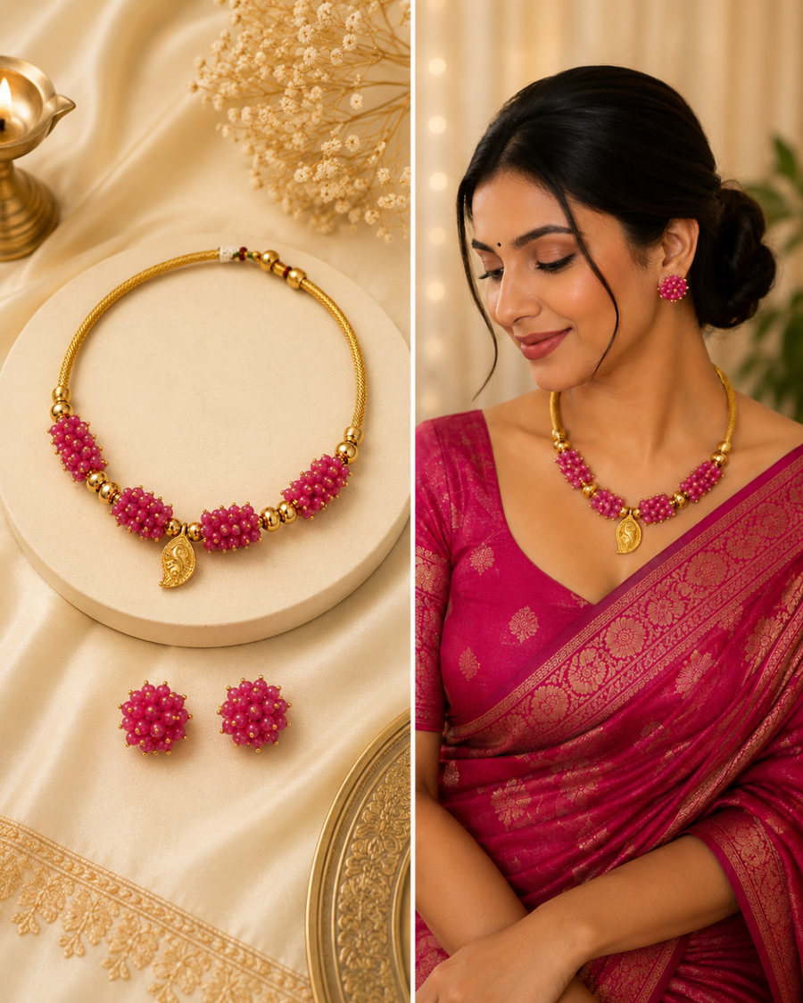 Rani Pink Beaded Choker
