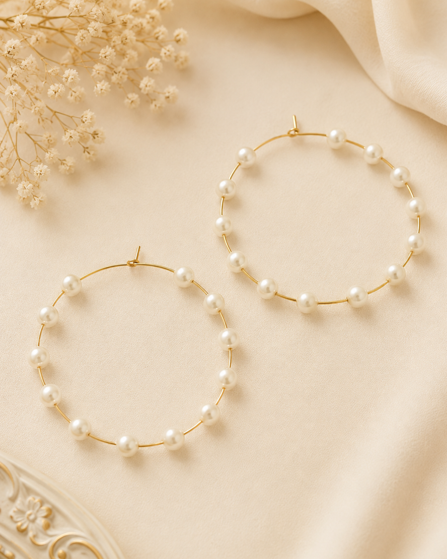 White pearl earrings
