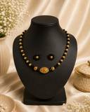 Royal Black & Gold Beaded  Choker