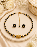 Royal Black & Gold Beaded  Choker