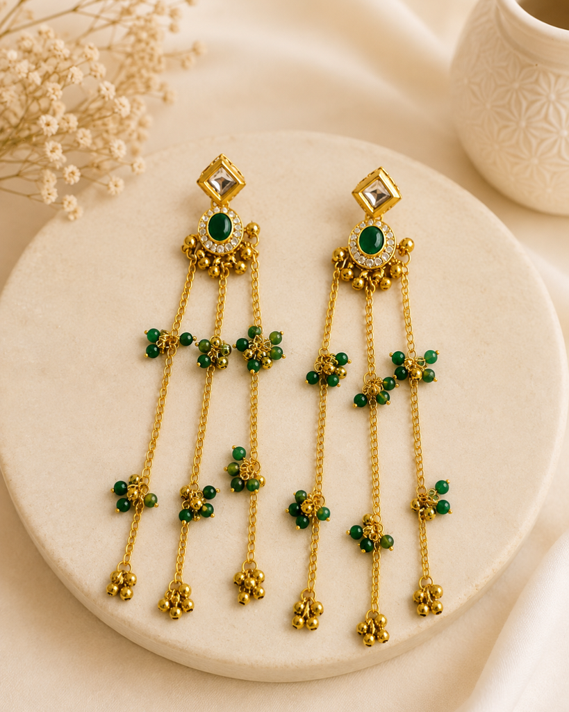 Green kundan  Earring