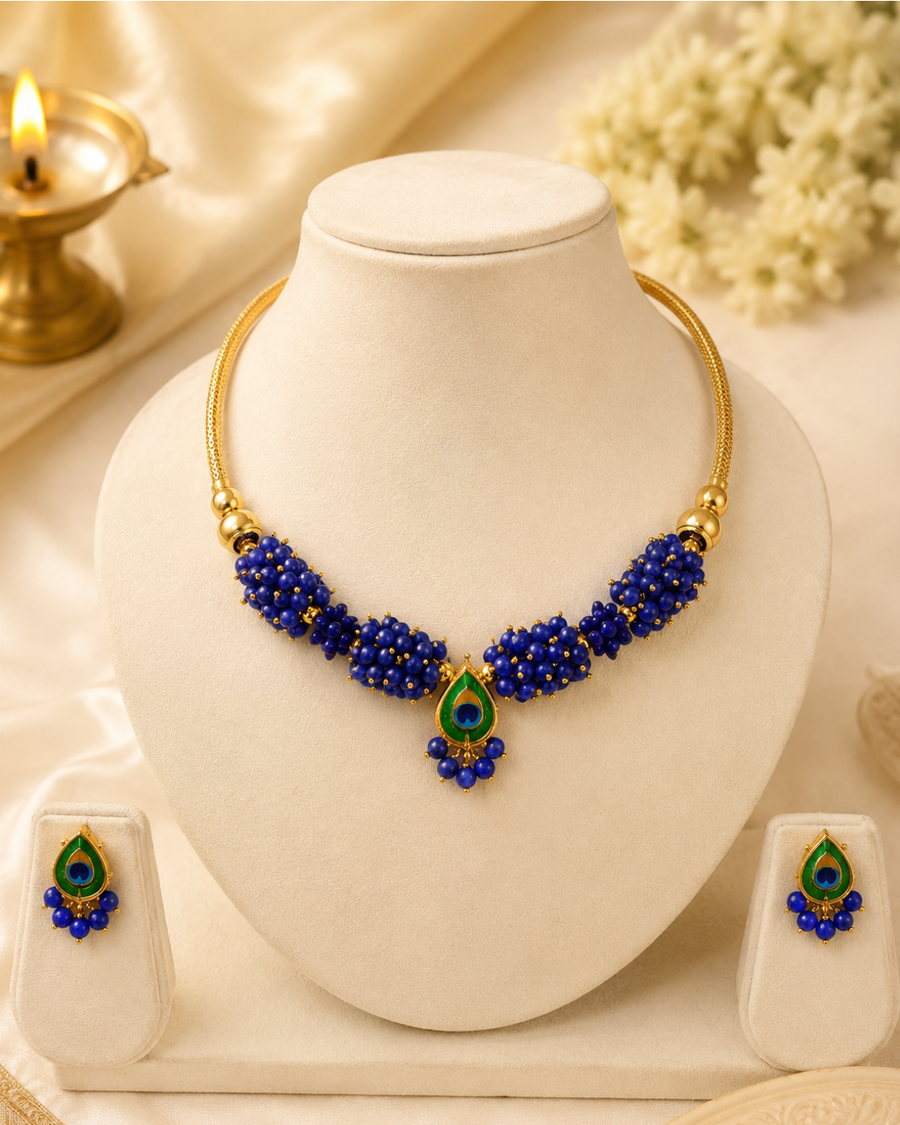 Royal Blue Mor Pankh Choker
