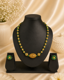 Emerald Green & Gold Beaded Choker