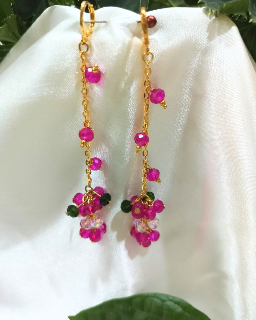 pink bead earring