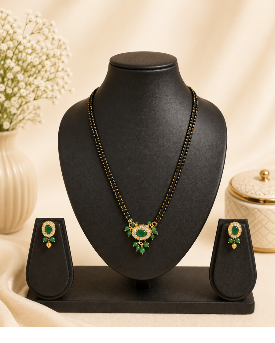 Emerald Green Kundan Mangalsutra