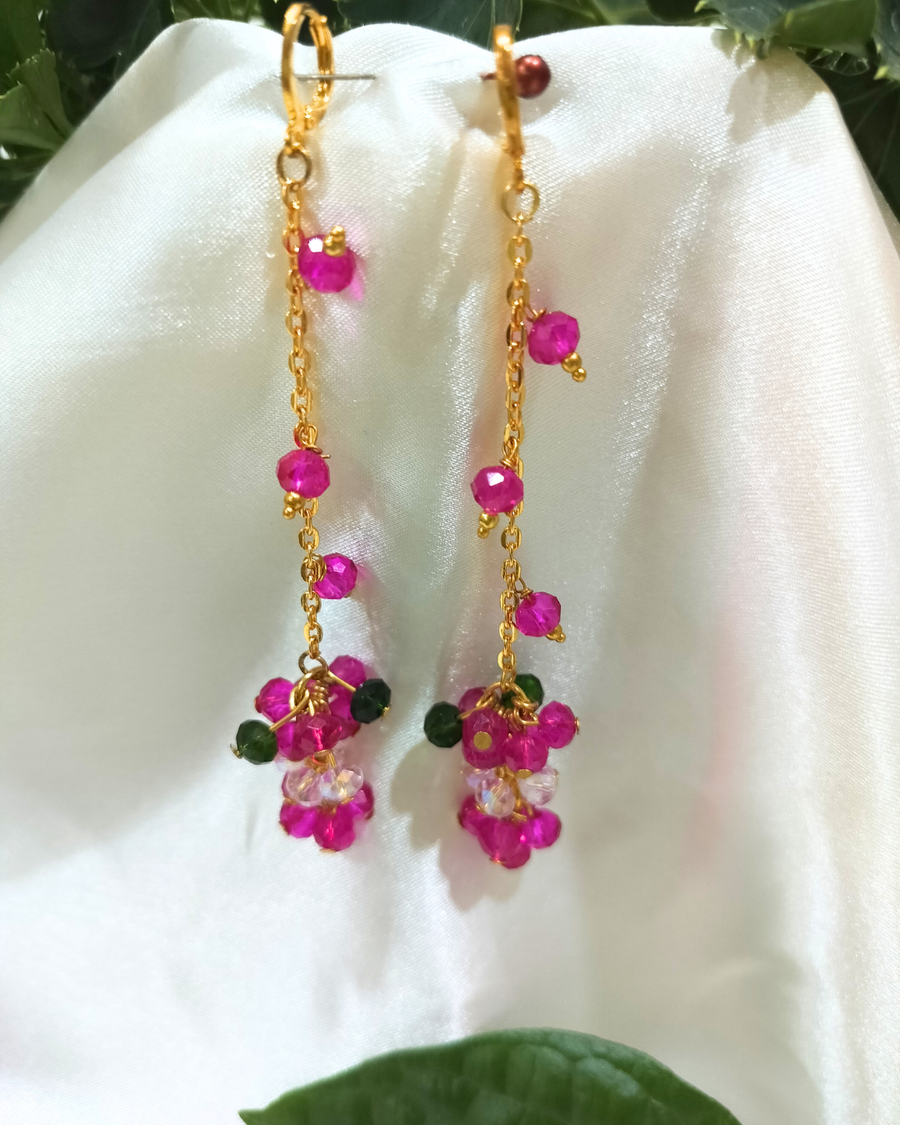 pink bead earring