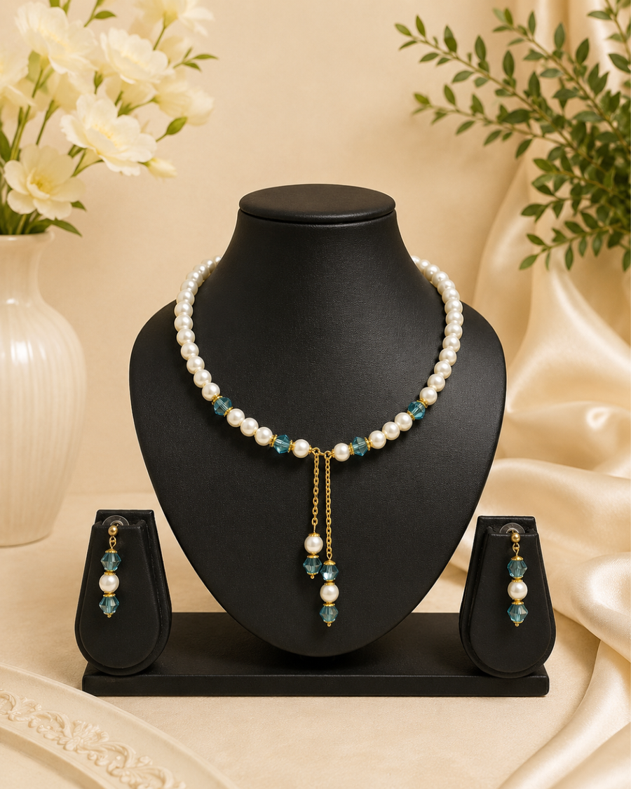 Sky Blue Crystal Choker Set