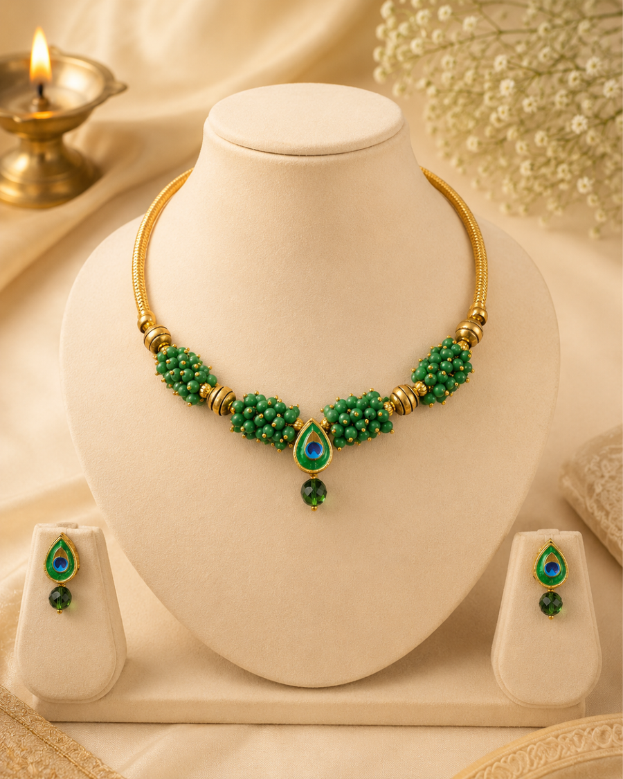 Green Mor Pankh Choker