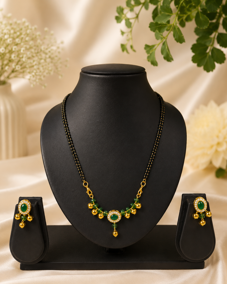 Emerald Green Kundan Mangalsutra
