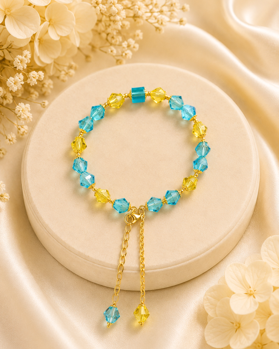 Turquoise & Yellow Crystal Bracelet