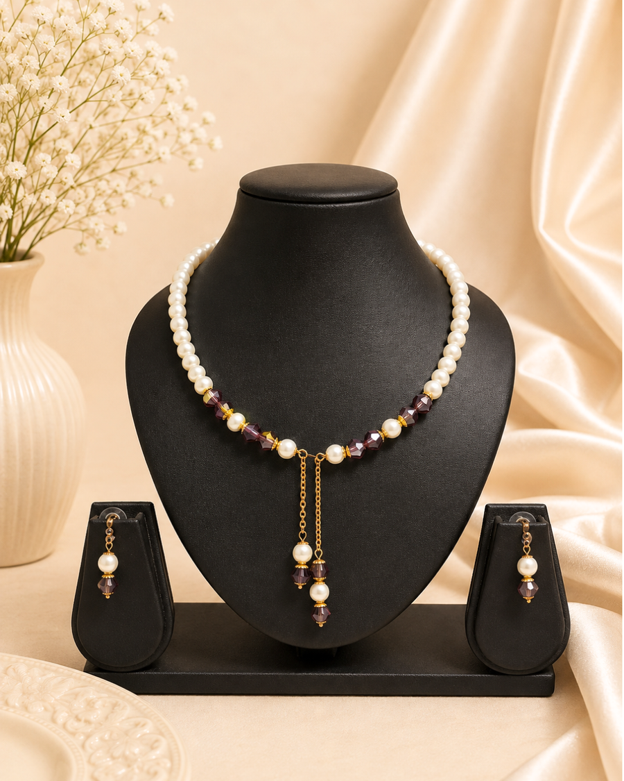 Burgundy Crystal Choker Set