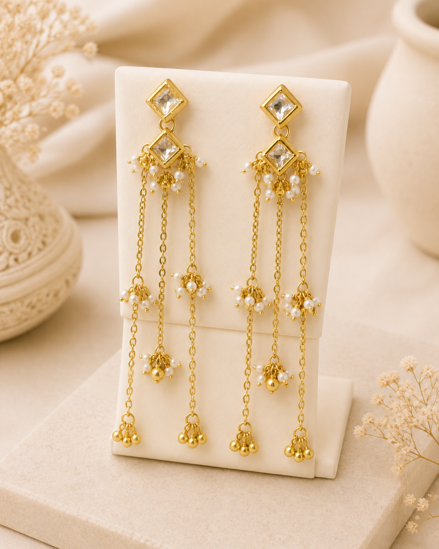 Cream Kashmiri Earrings