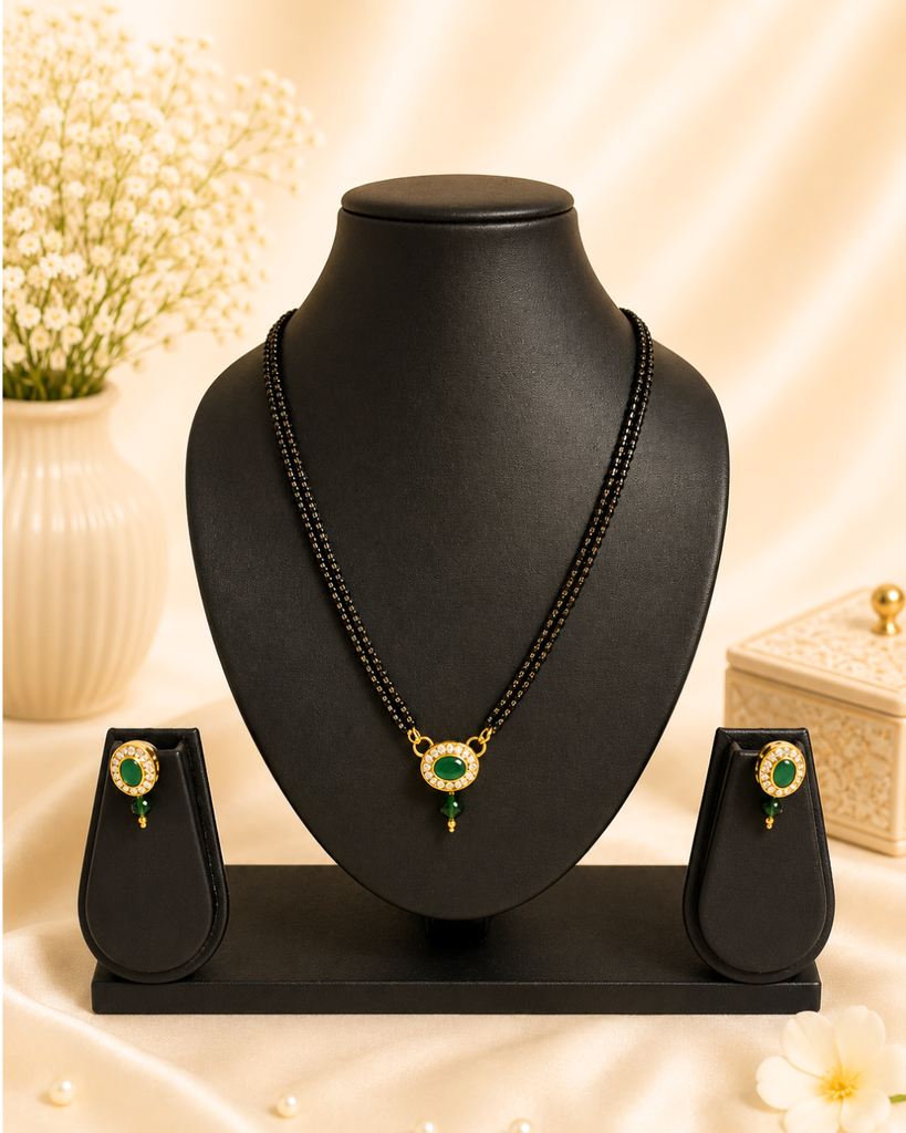 Emerald Green Kundan Mangalsutra