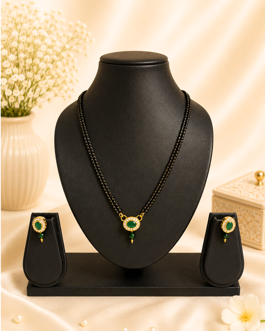 Emerald Green Kundan Mangalsutra