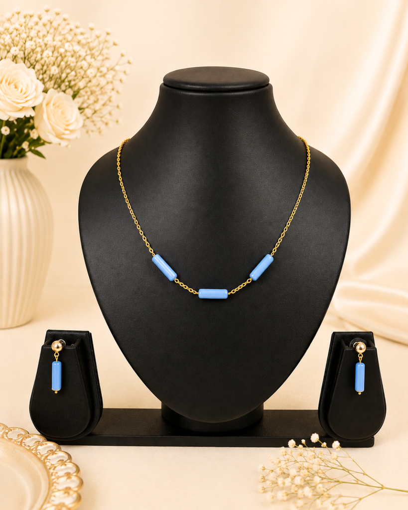 Sky Blue Beads Necklace