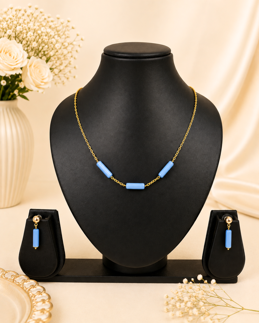 Sky Blue Beads Necklace