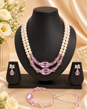 Blush Pink Crystal Necklace Set